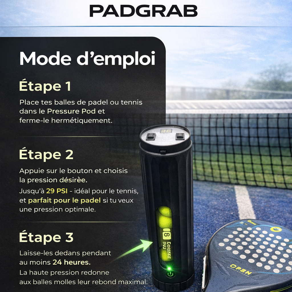 Pressuriseur de Balles de Padel – Prolonge la Durée de Vie des Balles